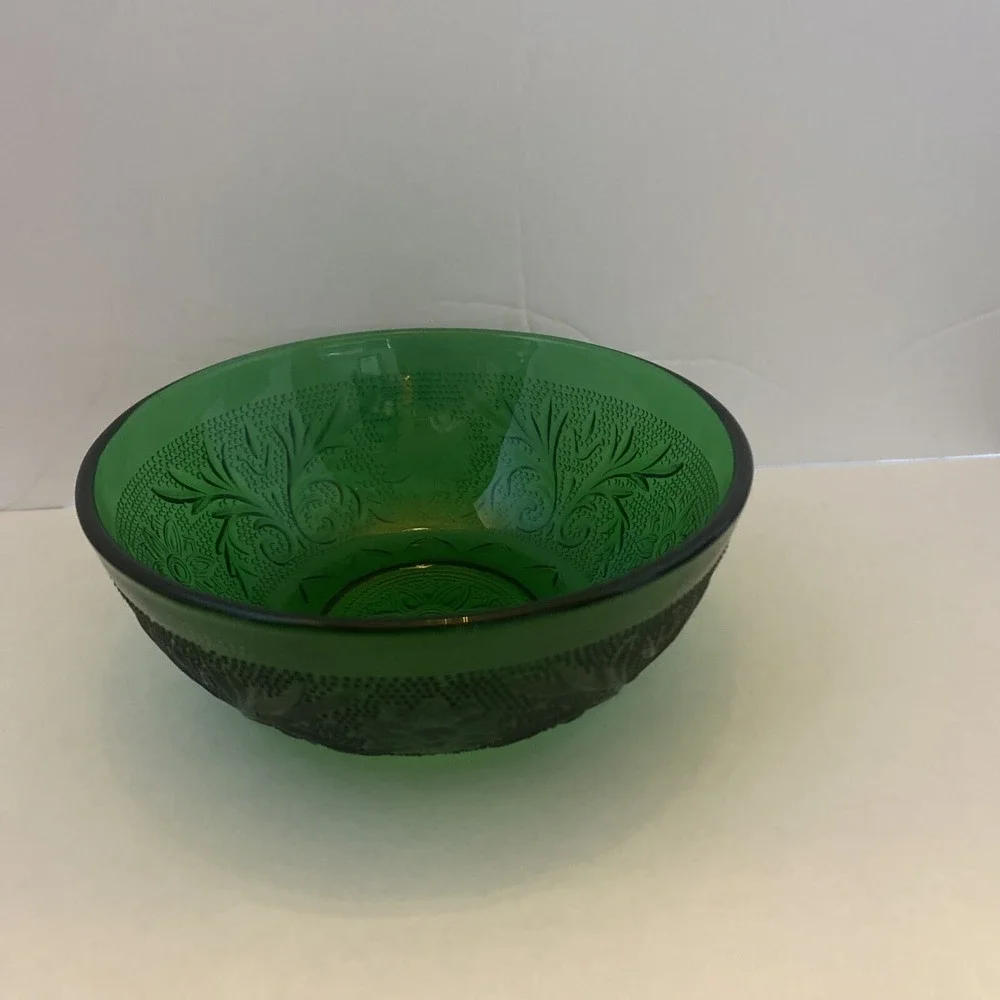 Vintage Anchor Hocking Sandwich Oatmeal‎ Premium Forest Green Fruit Dessert Bowl